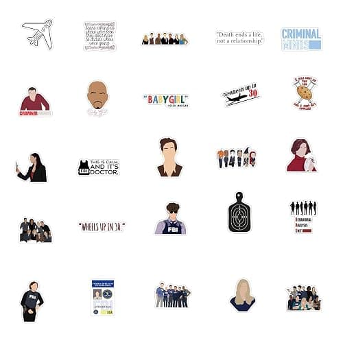 Criminal Minds Stickers 50 Pcs Waterproof, Detachable and Beautiful, Suitable for Sticking on Water Bottles, Phones, Laptops, Guitars, Cars, Motorcycles, Cups, Pianos,Skateboard and Suitcases. thumbnail 3