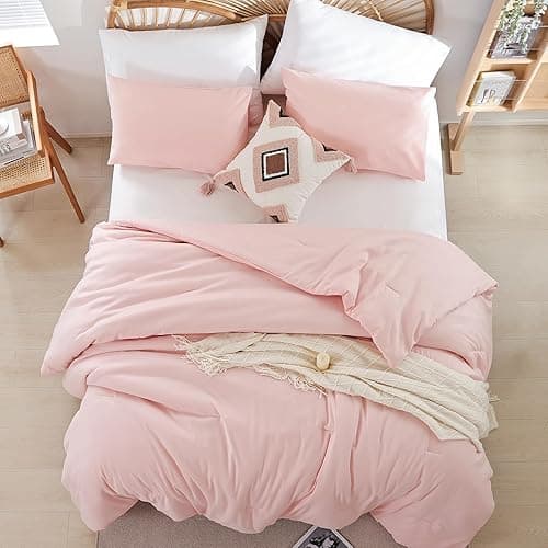 weigelia Pink Comforter Full Size Set – Soft All-Season Bedding with 300GSM Fluffy Microfiber, Includes 2 Matching Pillowcases – Elegant Blush Pink Comforter for Girls, Teens, and Women thumbnail 5