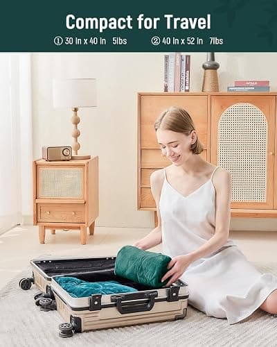 Weighted Lap Blanket 7 lbs for Adults, Luxury Soft Small Weighted Blanket, Compact Portable Weighted Lap Pad for Relaxation, Sleeping, Travel, All-Season Use, Forest Green, 40" x 52" thumbnail 4