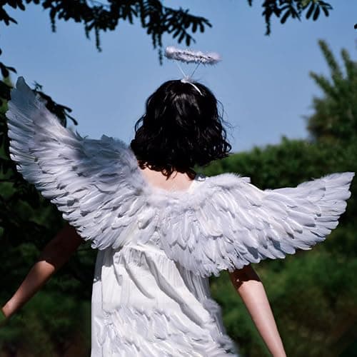 Creative Angel Feather Wings with Elastic Straps Bright Color Lightweight Costume Cosplay Wings Photography Props Halloween Supplies Yellow thumbnail 9