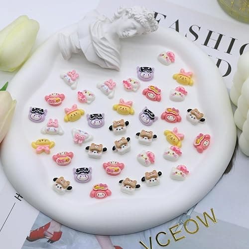 VCEOW 36pcs Kawaii Nail Art Charms Resin Cat Charms Cute 3D Cartoon Y2k Nails DIY Accessories (Style D) thumbnail 5