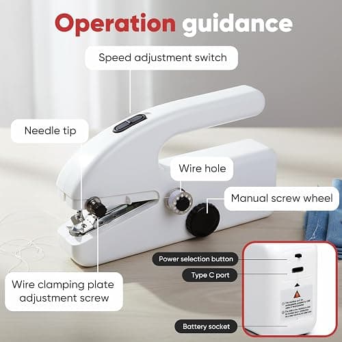 Portable Handheld Sewing Machine for Beginners – Mini Stitching Tool with 2 Speed Modes, USB & Battery Powered, Perfect for Quick Fixes, On-the-Go Repairs & DIY Fabric Projects thumbnail 3