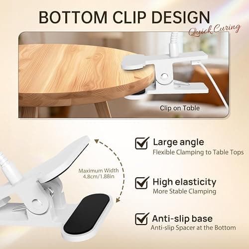 AORAEM LED Nail Lamps 3W Flexible Gooseneck Lamp Quicky Dry Nail Manicure Dryer Gel Polish Curing Light Plug Play Portable Flash Cure Light for Gel Nails Home DIY Professional Nail Tools White thumbnail 8