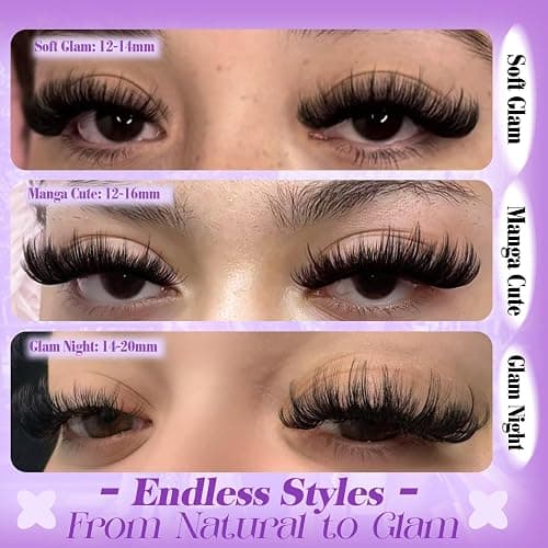 Spiky Lash Clusters Volume Eyelash Clusters with Spikes Manga Lashes Clusters Wispy Cluster Eyelash Extensions 12-20mm D Curl Individual Lashes 200D Fluffy Cluster Lashes for DIY Lash Look by Yawamica thumbnail 5