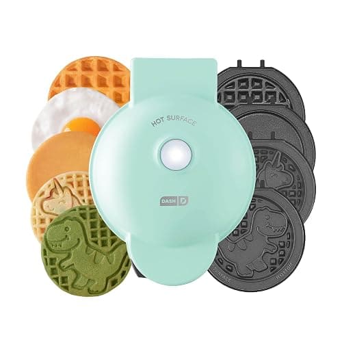 Dash MultiMaker® Mini System - Compact Waffle Maker for Family Breakfasts - Removable Griddle Plates & nonstick surface - 6 Plates - Aqua - Image 1