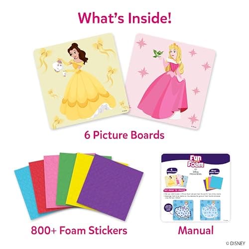 Skillmatics Foam Sticker Art – Disney Princess, 800+ 3D Foam Stickers, Mess-Free Fun for Kids, DIY Felt Craft Kits, Gifts for Fans of Cinderella, Belle, Rapunzel, Ages 3, 4, 5, 6, 7 thumbnail 3