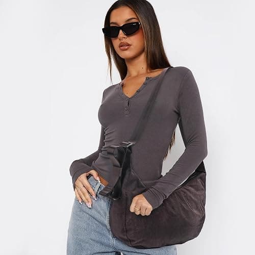 Medium Nylon Crossbody Crescent Bag: Slouchy Style Shoulder Casual with Adjustable Strap thumbnail 2