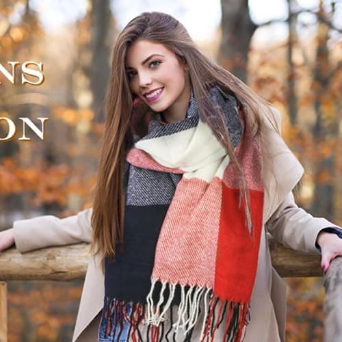 Loritta Womens Scarf Fashion Long Plaid Shawls Wraps Big Grid Winter Warm Lattice Large Scarves Gifts thumbnail 4