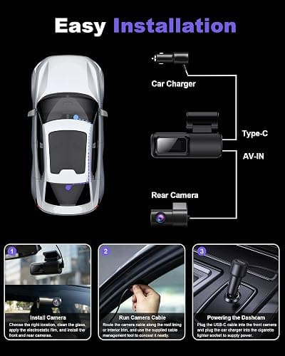 Dash Cam Front and Rear 4K+1080P, 5GHz WiFi, App Control, with 64GB Card | 24H Parking Mode, G-Sensor Locks Important Footage, Loop Recording, Easy Video Transfer and Playback thumbnail 9
