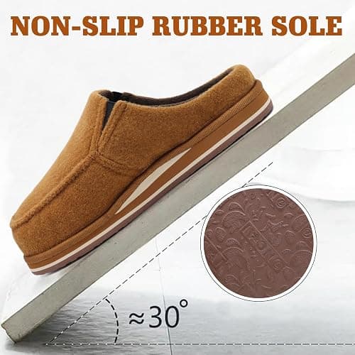 ONCAI Mens Slippers with Orthotic Arch Support,House Slippers Cotton-Blend High-Density Memory Foam Comfort Plantar Fasciitis Warm Slip-on Indoor Outdoor Rubber Sole Felt US Size 7-16 thumbnail 7