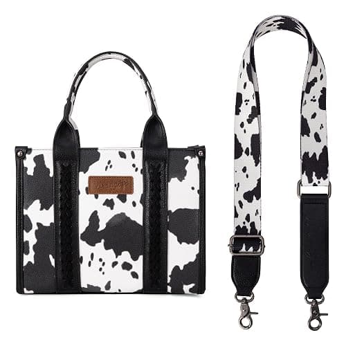 Wrangler Cow Print Tote Bag for Women Western Purse Boho Top Handle Satchel Handbag with Signature Strap thumbnail 7