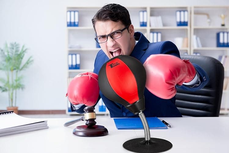 Tech Tools Stress Buster Desktop Punching Bag - Suctions to Your Desk, White Elephant Gifts for Coworker Men and Women, Heavy Duty Stress Relief Ball, Gag Gifts Funny Desk Accessories thumbnail 5