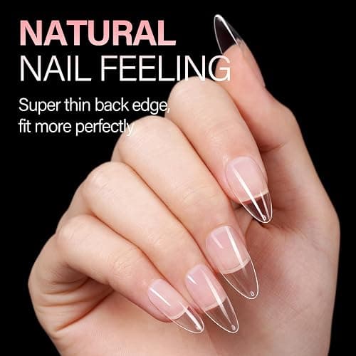 AILLSA Medium Almond Nail Tips Pre-Shaped Acrylic Nails Tips Half Matte Full Cover Tips Clear Gelly Press on Flase Nail Tips for Extension Nail Manicure Home DIY 216PCS 12Sizes thumbnail 3