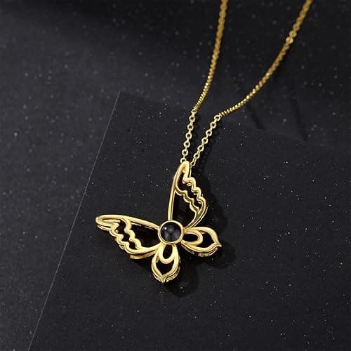 INCOOSTORE Projection Necklace with Picture Inside - Personalized Photo Necklace with Butterfly, Meaningful Gift for Loved Ones on Christmas Wedding Birthday thumbnail 7