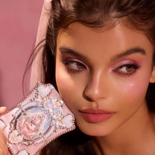 Flower Knows Bunny Garden 6-Color Makeup Palette, Berry Pink | 2 Matte, 2 Shimmer and 2 Satin Shades, Smooth Blendable Powder Formula, Gift-Ready Collectible Compact (03 Ruby Berry) thumbnail 4