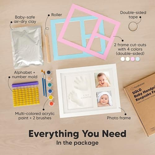 Baby Hand and Footprint Kit - Quick Dry Clay Baby Footprint Kit, Newborn Keepsake, Nursery Picture Frame for Boys, Girls, Personalized Gifts for Shower & Registry, New Mom Gift (Alpine White) thumbnail 4