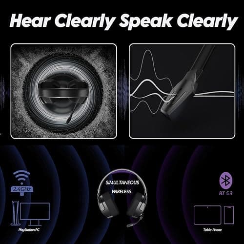 NUBWO Wireless Gaming Headset with Mic for Ps5 Ps4 PC, Zero Interference, 100-Hour Battery All-Day Play, 23ms Sync​ for Fortnite & Call of Duty/FPS Gamers, Triple Mode All Devices Compatible - Purple thumbnail 8