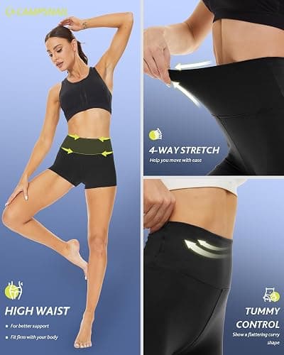 CAMPSNAIL Workout Biker Shorts Women - 3"/5"/8" High Waisted Tummy Control Spandex Booty Volleyball Shorts for Yoga Dance thumbnail 4
