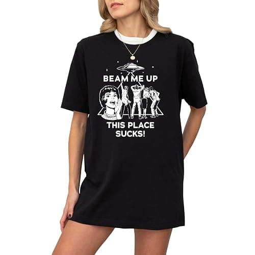CUSTOM TSHIRT HUB Beam Me Up This Place Sucks Sweatshirt, Stranger Hawkins Indiana Retro Alien UFO T-shirt UNISEX thumbnail 6
