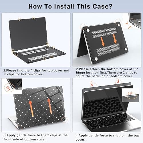 BlHMCASE Compatible with MacBook Pro 13 inch Case M2 2025, 2024-2016 A2338 M1 A2251 A2289 A2159 A1989 A1708 A1706, Cute White Polka Dot Protective Hard Shell Clear Black Cover for Mac Pro 13 thumbnail 7