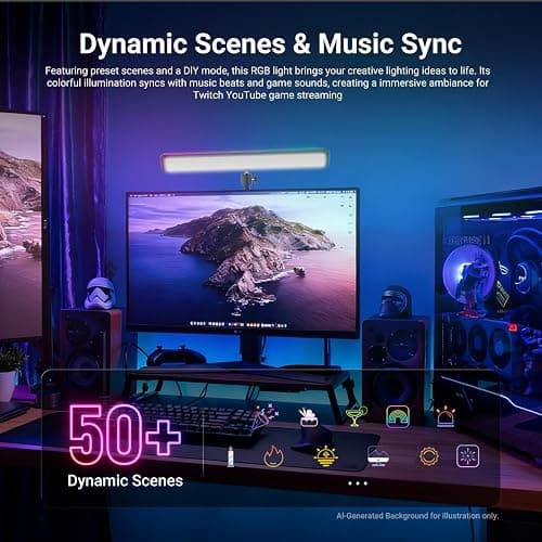 NEEWER Dual Sided RGB LED Streaming Key Light, Smart Desk Lamp Compatible with Alexa Google Assistant for Gaming Video Conference, 16 Million Colors, 2700K-7000K/CRI97+ Studio Tube Lighting, NG01 thumbnail 4