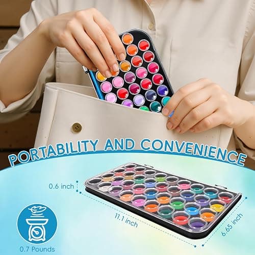 Dushco Solid Watercolor Paint Set with 3 Wooden Brushes for Adults Kids | 48 Color Washable Watercolor Kit, Safe and Non-Toxic, Detachable Palette, Portable, Gift for Beginners, Children, Students thumbnail 3
