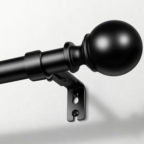 Zeerobee Curtain Rods for Windows 48 to 84, 1 Inch Adjustable Heavy Duty Black Curtain Rod, Outdoor Indoor Room Divider Modern Drapery Pole, 48-86" - Image 1