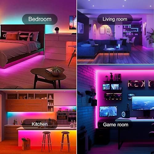 HBOWMDJIA Led Lights for Bedroom 200 FT (2 Rolls 100 FT), with Remote and Application Control RGB Color Changing LED Strip Lights, Music Synchronization, Used for Room, Family, Party Decoration thumbnail 8
