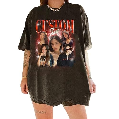 Custom Your Own Bootleg Rap Tee Shirts, Custom Your Text Vintage Shirt, Custom Graphic Tees, Christmas Birthday Gifts, Gifts for Boy Girl Friend Multi - Image 1