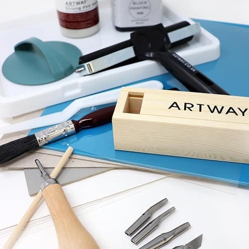 Artway - Kit pour linogravure et découpe - polymère/lino/rouleau/réceptacle à encre/encre et plus thumbnail 6