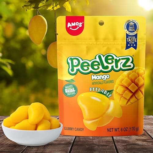 AMOS Peelerz Peelable Gummy Candy Variety Pack, Mango White Peach Banana Green Apple Passion Fruit Lychee, Soft Chewy Fruit Snack, Pack of 6 thumbnail 2