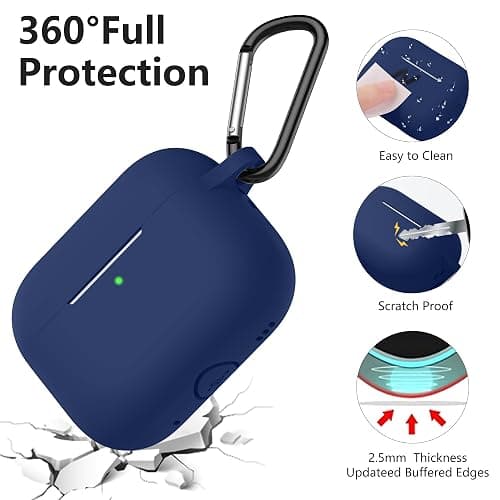 Lerobo for AirPods Pro 3 Case,Durable Soft Silicone Cover, Midnight Blue | with Keychain Accessories for Women Men,for Apple AirPods Pro 3rd Generation 2025,360° Protection,Scratch-Proof,LED visible thumbnail 2