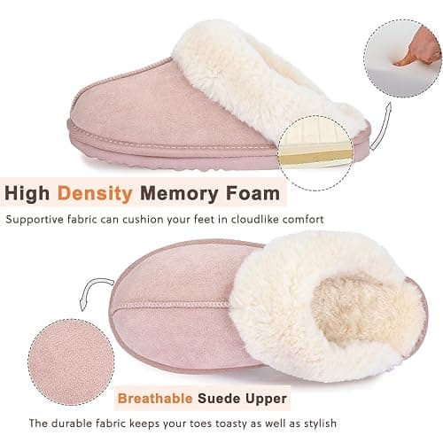 Nuhaus Women's Fuzzy Slippers, Warm and Cozy Slip On Fluffy Winter House Shoes for Women, Comfy Faux Suede Ladies House Slippers Indoor and Outdoor with Memory Foam thumbnail 4