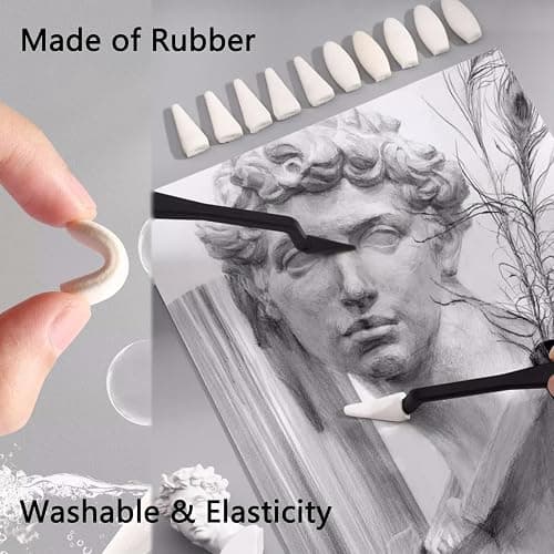 43 PCS Blending Stumps and Tortillions Paper Art Blenders Sketch Drawing Tools with Sketch Wipe Scrapers,Rub Sponge,Kneaded Eraser and Sandpaper Sharpeners thumbnail 4