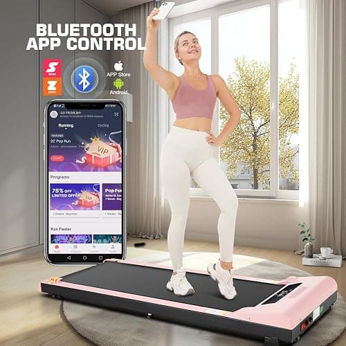 Walking Pad Treadmill 300 Lb Capacity Portable Treadmills for Home Office Under Desk Treadmill with App & Remote Control, LED Display/Ultra-Quiet/Installation-Free thumbnail 7