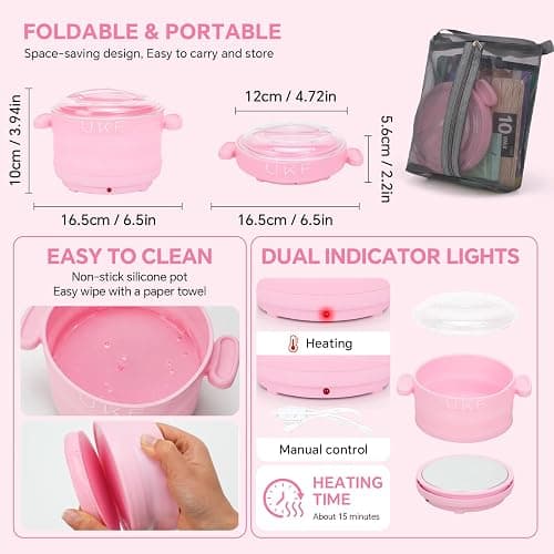 UKF Home Waxing Kit with Hard Wax Beans Complete Hair Removal System | Waxing Beads Warmer Hair Removal for Women Men Full Body Depilatory Bikini Face Legs Nose Beauty Personal Care Portable Kit thumbnail 4