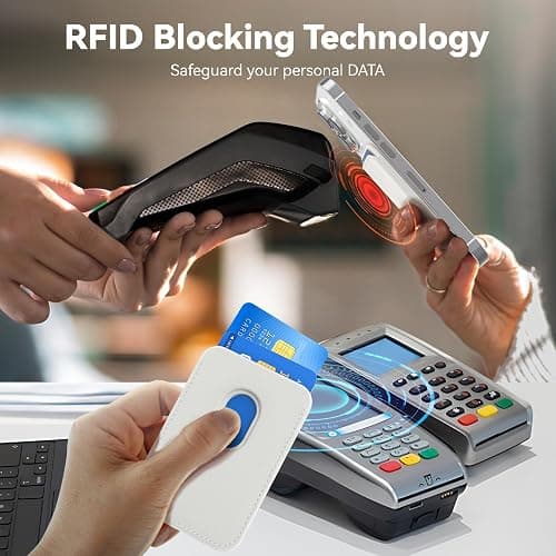 Amzone Stronger Magnetic RFID Leather Mag-Safe Card Holder for iPhone 16 Series, Mag-Safe Accessories Stick on Series of iPhone 17/16/15/14/13/12 and Pro/Promax, White thumbnail 6