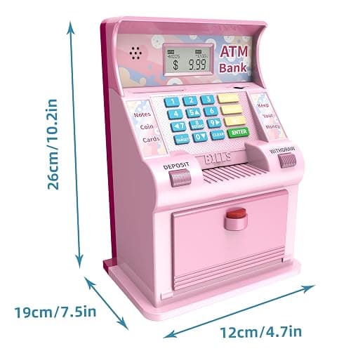 ATM Piggy Bank for Kids, Kids Bank for Real Money with Debit Card, Coin Recognition, Target Setting, Bill Feeder, Balance Calculator, Savings Machine Box, Gifts for Teen Boys Girls thumbnail 2