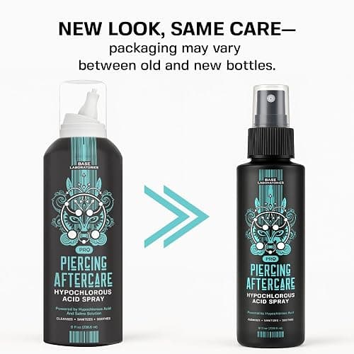 BASE LABORATORIES Piercing Aftercare Hypochlorous Acid Spray PRO - 8 OZ | Saline Solution Piercing Aftercare - Saline Spray for Ear Piercings, Bumps & Keloids | Ear, Nose, Belly - 2PK thumbnail 6