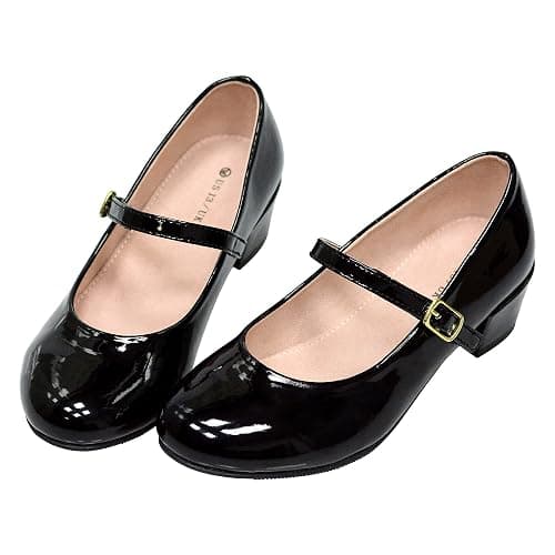 WIKENCY Girls Dress Shoes-Mary Jane Shoes for Girls, Princess Wedding Party Flower Girl School Shoes Low Heel Flats for Little/Big Kids - Image 1