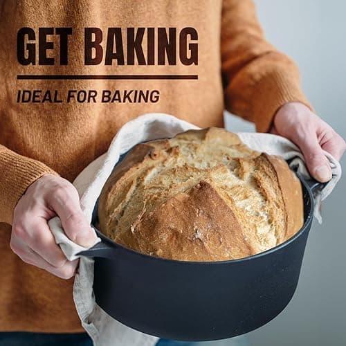 Overmont Gusseisen Topf Dutch Oven einsatzfertig eingebrannt Doppelfunktion Deckel/Bratpfanne für Küche Camping Garten BBQ Backen Gasgrill thumbnail 3