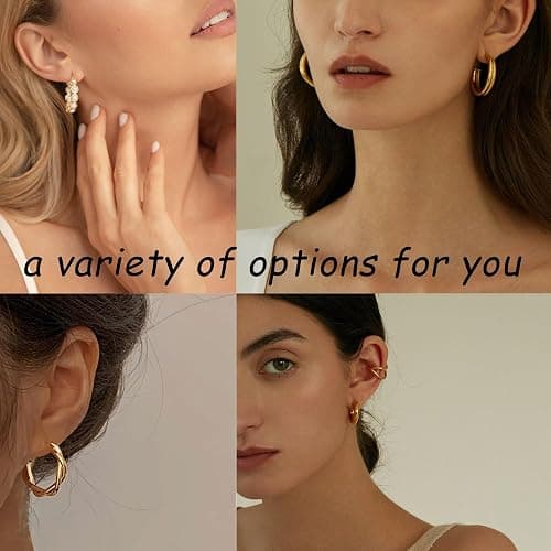 45 Pairs Gold Hoop Earrings for Women, Chunky Twisted Small Big Hoops Earring Packs Set, Earrings for women multipack, Fashion Trendy Earrings Jewelry for Birthday Party Christmas Gift thumbnail 7