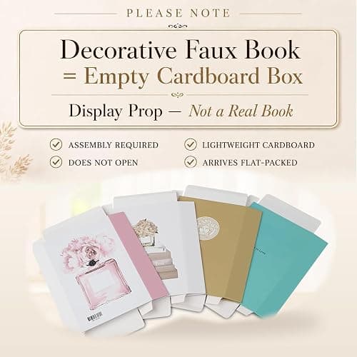 4 Pcs Decorative Books | Faux Blush Coffee Table & Shelf Decor | Empty Cardboard Boxes - No Pages Inside, They Do Not Open - Arrive Flat, You Fold Them in 2 Minutes, No Tools thumbnail 3