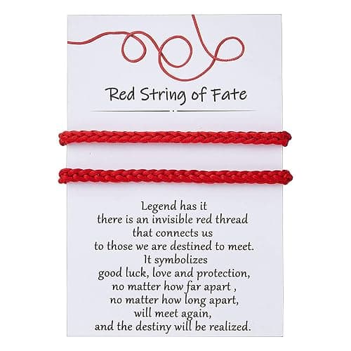 Desimtion Christmas Couples Bracelets Red String of Fate Matching Bracelets for Couples Gifts for Him and Her, Long Distance Relationship Gifts for Boyfriend and Girlfriend - Image 1