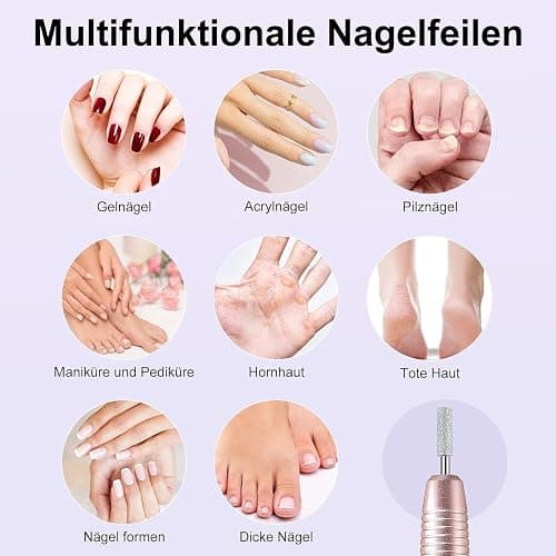 COSLUS Kabellos Tragbar Nagelfräser, 11 in 1 Profi Maniküre und Pediküreset, Nagelfeile für Gelnägel und Acrylnägel, Nagelformen, Entfernen von Hornhaut thumbnail 7