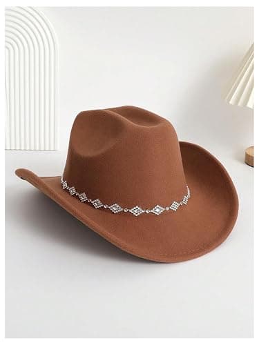 Verdusa Women's Western Cowboy Hat Rhinestone Wide Brim Cowgirl Hat thumbnail 2
