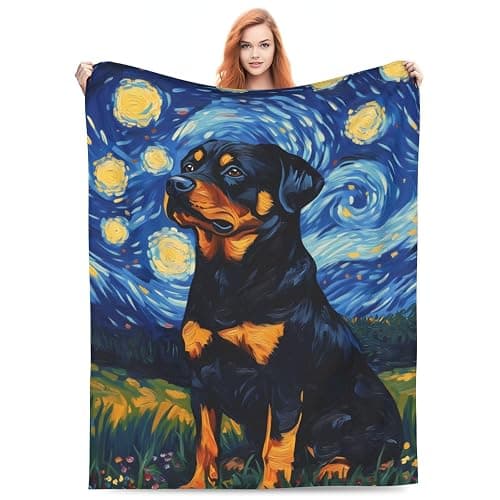 Rottweiler starry night blanket - Image 1