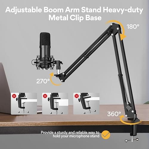 USB Microphone, MAONO 192KHZ/24Bit Plug & Play PC Computer Podcast Condenser Cardioid Metal Mic Kit with Professional Sound Chipset for Recording, Gaming, Singing, YouTube (AU-A04) thumbnail 7