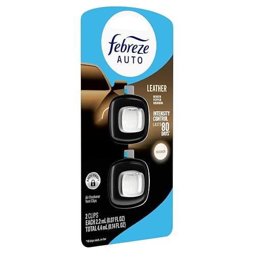 Febreze AUTO Air Freshener, Odor-Fighting Automotive Vent Clip, Scented Car Accessories, Long Lasting for Strong Odors, Leather, 2 Count thumbnail 11