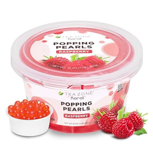 Tea Zone [1 Pound] Raspberry Popping Pearls, Bursting Pearls for Teas, Shakes, Smoothies, Dessert Toppings - Image 1